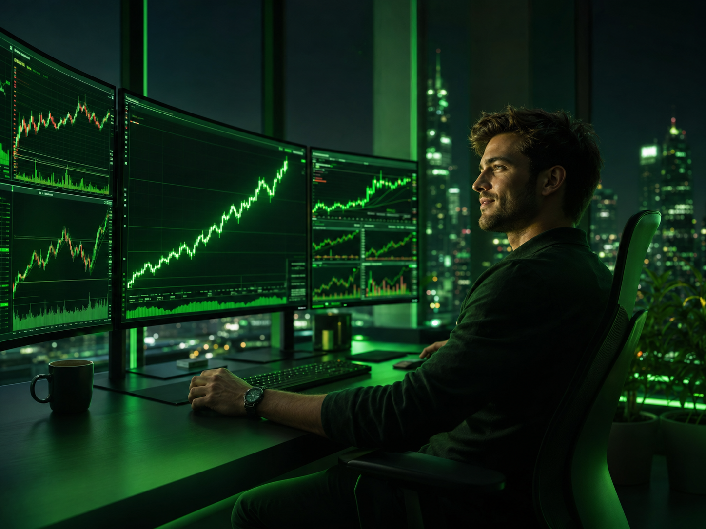 Trader watching the $1 charts climb